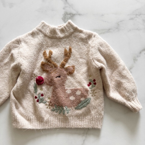 Zara Other - Zara Kids Rudolph Knit High Neck Sweater Size 12-18 month Holiday Christmas